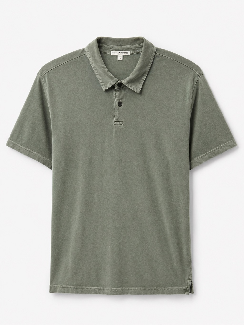 James Perse Standard Polo Shirt XXL Olive Garment Dyed Cotton Preppy Classic